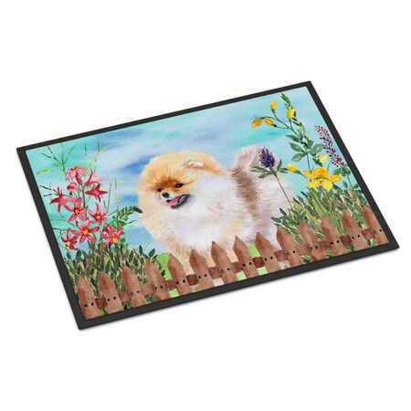 Carolines Treasures Pomeranian Spring Indoor or Outdoor Mat - 18 x 27 in. CK1244MAT
